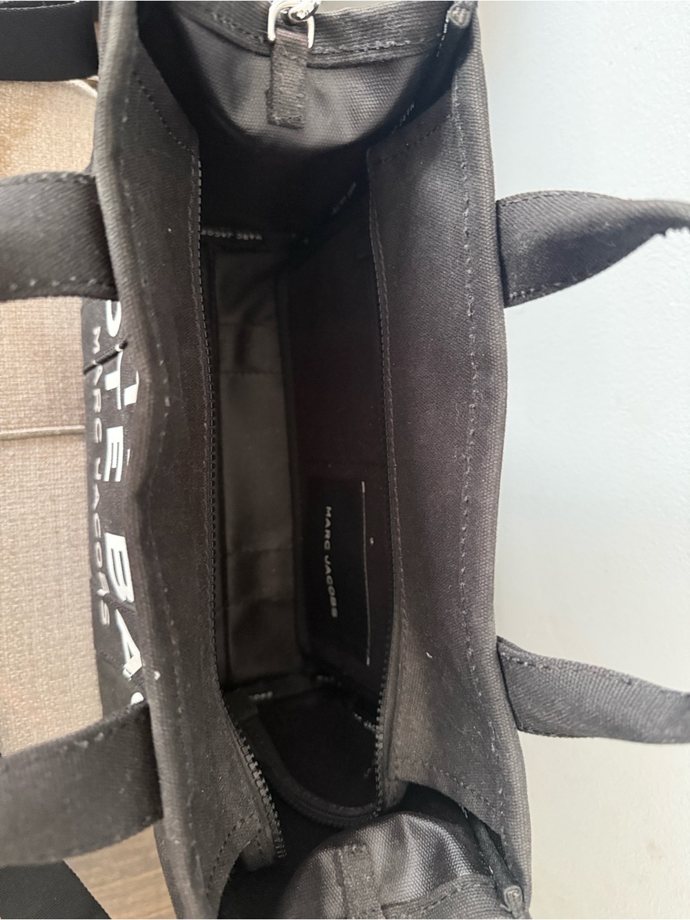 Marc Jacobs Black Canvas 'THE TOTE BAG' Medium Tote with Strap - Picture 2 of 3